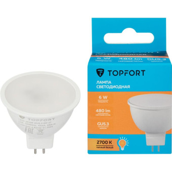 Лампа светодиодная TOPFORT 12 Вт GU5.3 (MR, 2700 K, 480 Лм, 12 В)