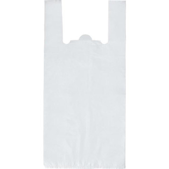 Пакет-майка Знак Качества ПНД прозрачный 15 мкм (28+13x57 см, 100 штук в упаковке)