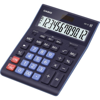 Калькулятор настольный ПОЛНОРАЗМЕРНЫЙ Casio GR-12-BU 12-разрядный синий