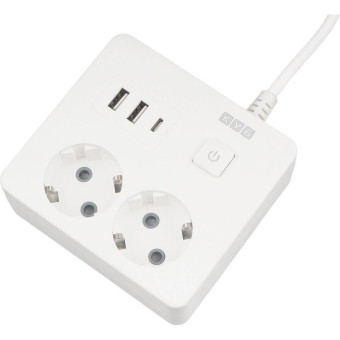 Удлинитель Power Cube 2 розетки + USB 1.9 м с заземлением и выключателем (PC-1-2M)