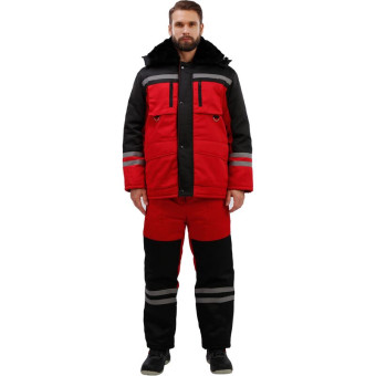 Костюм рабочий зимний мужской з03-КПК с СОП красный/черный (размер 48-50, рост 182-188)