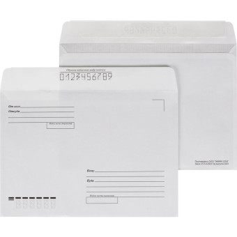 Конверт Ecopost1 Куда-Кому С5 (162x229 мм) 80 г/кв.м белый стрип с внутренней запечаткой, (100 штук в упаковке)