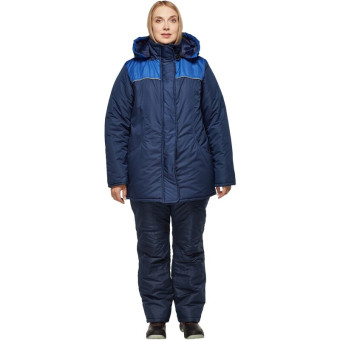 Куртка рабочая зимняя женская Снежана синяя/васильковая из ткани таслан (размер 44-46, рост 158-164)