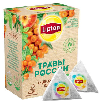 Чай Lipton Сибирские травы с облепихой травяной 20 пакетиков-пирамидок