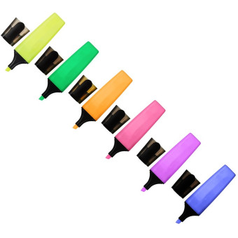 Текстовыделитель 6 цветов скошенный наконечник (толщина линии 1-5 мм)