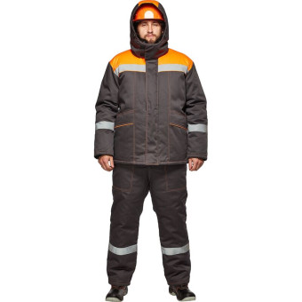 Костюм рабочий зимний мужcкой з45-КПК с СОП серый/оранжевый (размер 48-50, рост 170-176)