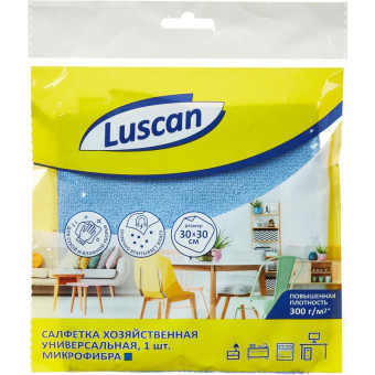Салфетка хозяйственная Luscan микрофибра 30х30 см 300 г/кв.м синяя