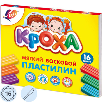 Пластилин восковой Луч Кроха 16 цветов 240 грамм