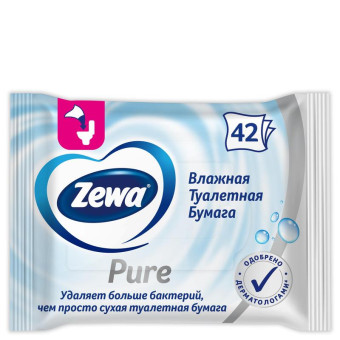 Бумага туалетная влажная Zewa Pure 42 листа в пачке