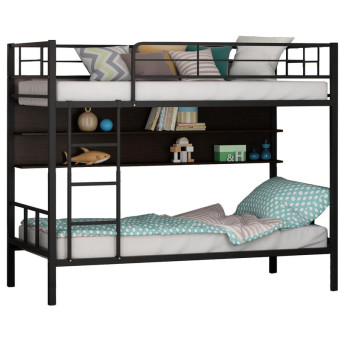 Кровать металлическая двухъярусная Севилья-2П (венге/черный,  960х1980х1630 мм)