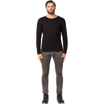 Футболка черная длинный рукав 100% хлопок (размер S)