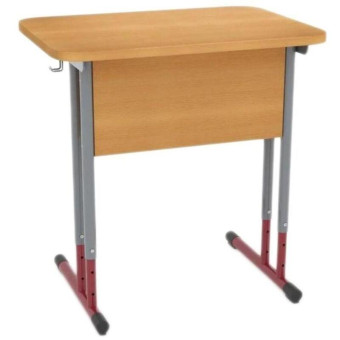Стол ученический одноместный с закругленными углами (бук/серый/красный, рост 3-7)