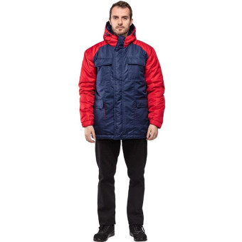 Куртка рабочая зимняя мужская з41-КУ синяя/красная из ткани таслан (размер 52-54, рост 182-188)