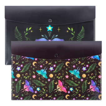 Папка-конверт на кнопке Комус Класс Сказочный лес 215x325 200 мкм (2 штуки в упаковке)