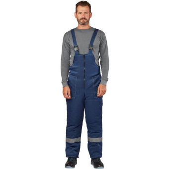 Полукомбинезон рабочий зимний мужской з32-ПК с СОП синий из ткани грета (размер 48-50, рост 182-188)