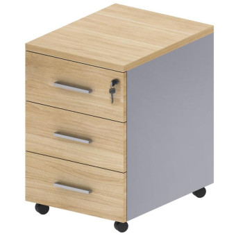 Тумба подкатная Unica с замком (бук/серая, 420x540x617 мм, 3 ящика)
