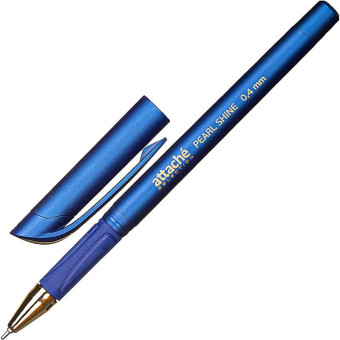 Ручка шариковая одноразовая Attache Selection Pearl Shine синяя (синий корпус, толщина линии 0.4 мм)