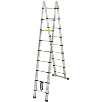 Лестница телескопическая Алюмет алюминиевая 2х9 ступеней 560 см (DTLH  2.8)
