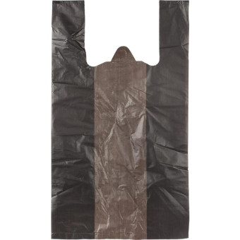 Пакет-майка ПНД черный 28 мкм (30+18x56 см, 100 штук в упаковке)