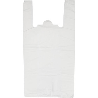 Пакет-майка ПНД белый 15 мкм (38+20х68 см, 100 штук в упаковке)