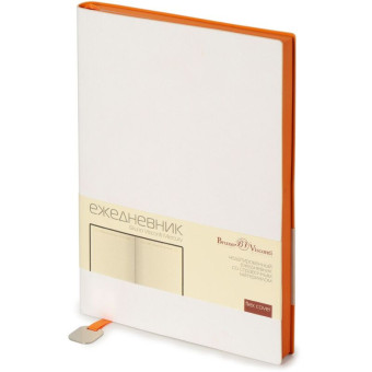 Ежедневник недатированный Bruno Visconti Mercury искусственная кожа A5 (145х213 мм) 136 листов белый (оранжевый обрез)