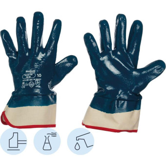 Перчатки рабочие защитные Manipula Specialist Техник КП TN-01/MG-224 хлопковые с нитрильным покрытием синие (размер 10, XL)