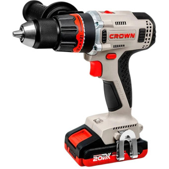 Дрель-шуруповёрт ударная аккумуляторная Crown CT21093HMX-2 BMC 2 АКБ х  Li-ion (20 В, 2 Ач)+ЗУ в кейсе