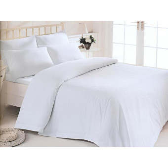 Постельное белье белое (1,5-спальное, наволочка 50х70 см, полисатин)
