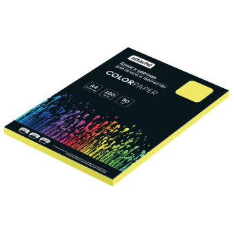 Бумага цветная для печати Attache желтая интенсив (А4, 80 г/кв.м, 100 листов)