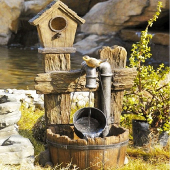 Фонтан декоративный садовый Green Apple Лесной дом 73.5 см с подсветкой