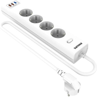 Сетевой фильтр Philips CHP4346WA/51 на 4 розетки 2 метра + 2 USB