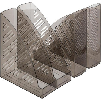 Лоток вертикальный для бумаг 85 мм Attache пластиковый серый (4 штуки в упаковке)