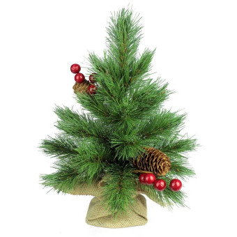 Сосна новогодняя Morozco Tiffany настольная 30 см с шишками и ягодами