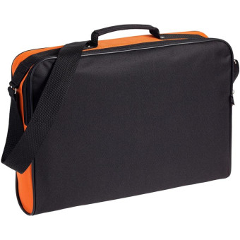 Конференц-сумка из полиэстера черная/оранжевая (39x30x8 см)