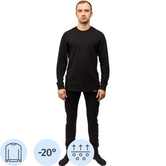 Термофутболка мужская с длинным рукавом Guahoo G21-2270S с начёсом  чёрная (размер 54-56, рост 188 см)