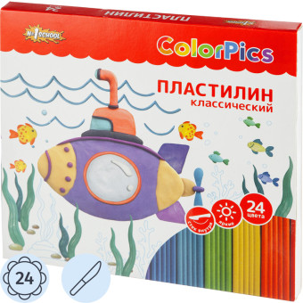 Пластилин классический Комус Класс (№1 School) ColorPics 24 цвета 480  грамм