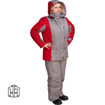 Куртка рабочая зимняя женская з10-КУ серая/красная (размер 48-50, рост 170-176)
