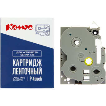 Картридж Комус TZE-641 для принтера этикеток Brother (18 мм х 8 м, цвет ленты желтый, шрифт черный)