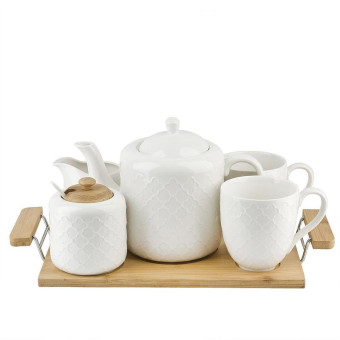 Набор чайный на подставке Nouvelle Home Naturel на 2 персоны фарфор 5 предметов