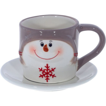 Чашка с блюдцем Снеговик 150 мл