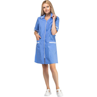 Халат медицинский женский м09-ХЛ серый/голубой (размер 48-50, рост  158-164)