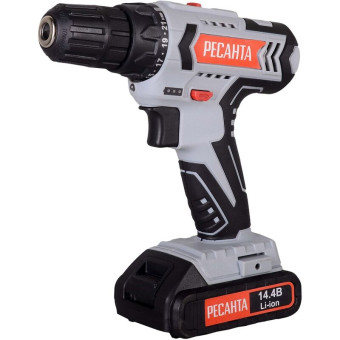 Дрель-шуруповерт аккумуляторная Ресанта ДА-14-2Л АКБ х Li-ion (14.4В, 2 Ач)+ЗУ (75/14/3)