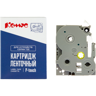 Картридж Комус TZE-364 для принтера этикеток Brother (36 мм х 8 м, цвет ленты черный, шрифт золотистый)