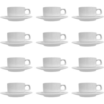 Чайная пара Дулевский фарфоровый завод Штабелируемая фарфоровая 170 мл  (12 штук в упаковке)