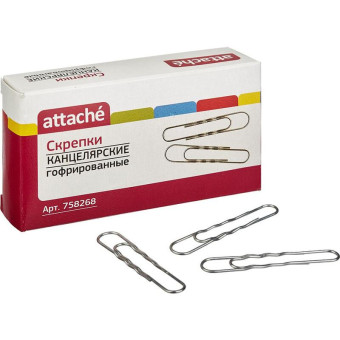 Скрепки канцелярские 75 мм Attache металлические оцинкованные (40 штук в упаковке)