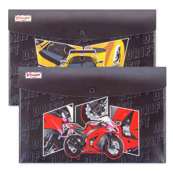 Папка-конверт на кнопке Комус Класс Урбан мото 215x325 200 мкм (2 штуки в упаковке)