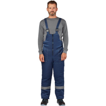Полукомбинезон рабочий зимний мужской з32-БР с СОП синий из ткани грета (размер 60-62, рост 182-188)