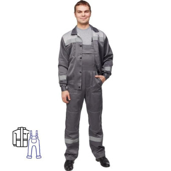 Костюм рабочий летний мужской л22-КПК с СОП темно-серый/светло-серый (размер 48-50, рост 170-176 см)
