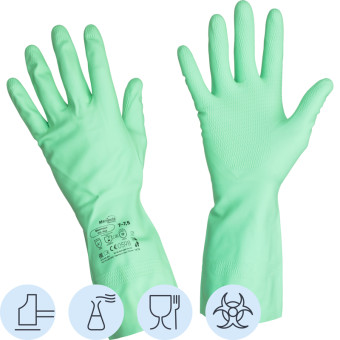 Перчатки КЩС латексные Manipula Контакт L-F-02/CG-945 зеленые (размер 7-7.5, S)