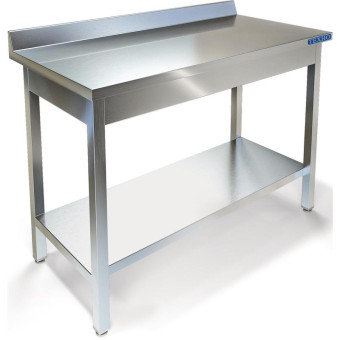 Стол производственный Техно СПП-933/1207 металлический с бортом и сплошной полкой (1200х700х850 мм)
